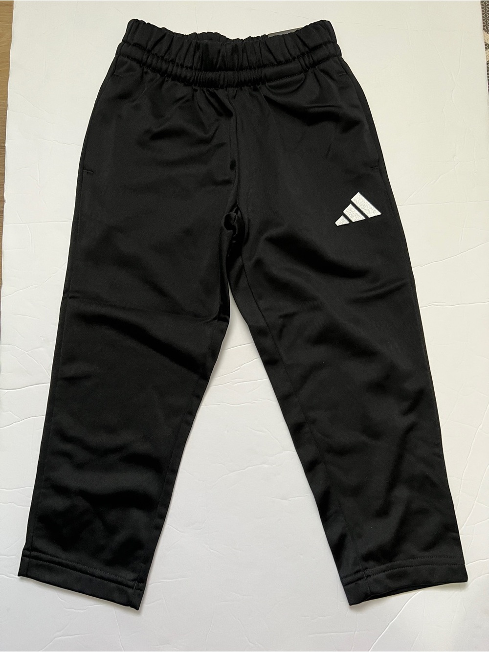 adidas Black Kids Track Joggers with White Logo